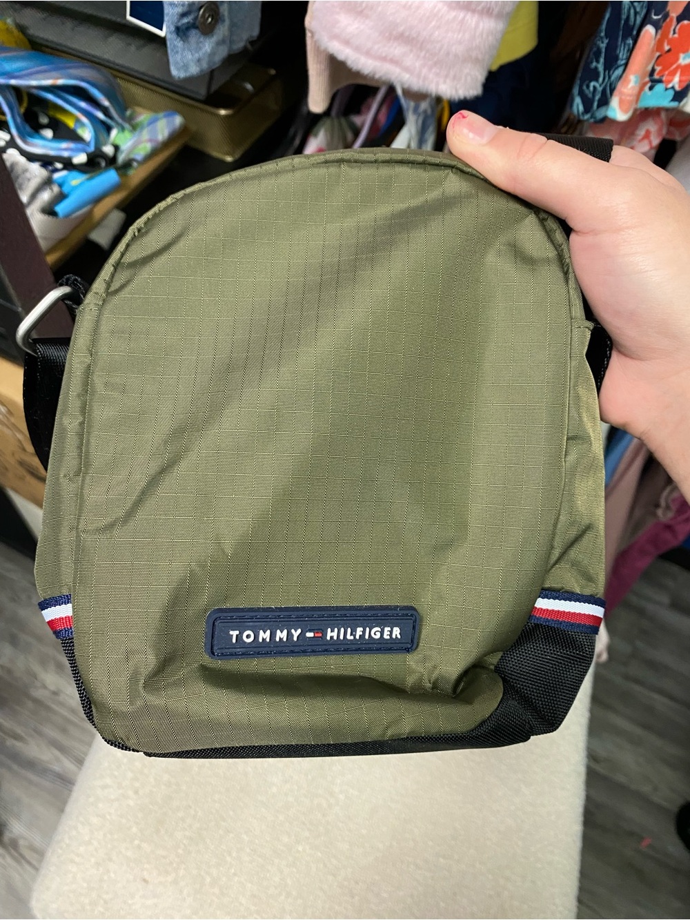 Tommy Hilfiger Olive Green Ripstop Crossbody Belt Bag